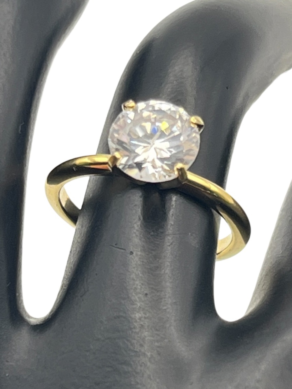 14k ge gold electroplate CZ solitaire ring 4 prong bridal size 6 vintage